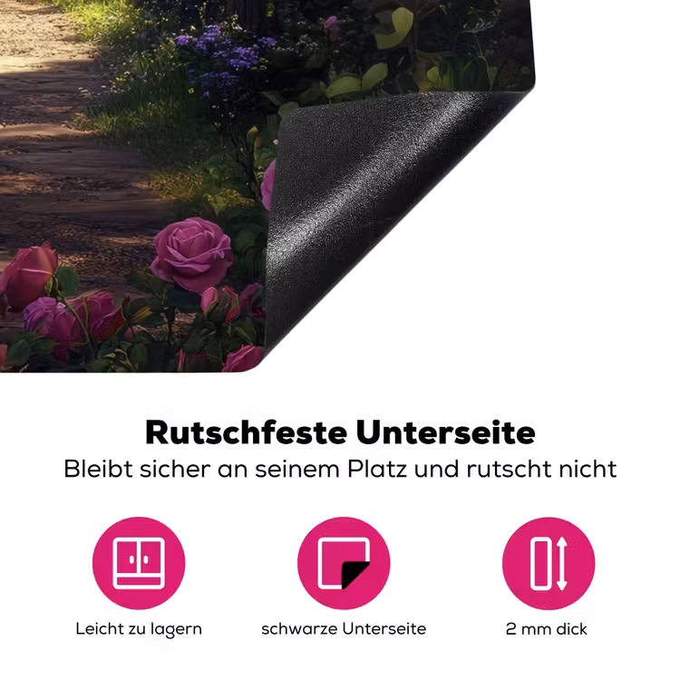 Doorkijk - Rozenboog - Uitzicht - Landschap - Bloemen Inductie beschermer vinyl 3mm middel -zzzzzzz-lf-onderkant