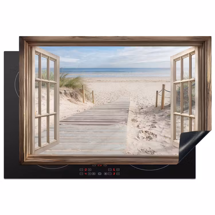 Doorkijk - Strand - Duinen - Pad - Landschap Inductie beschermer vinyl 3mm klein -3d