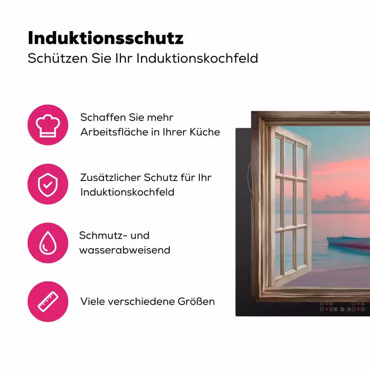 Doorkijk - Strand - Palmboom - Tropisch Inductie beschermer vinyl 3mm klein -zzzzzzz-lf-ups