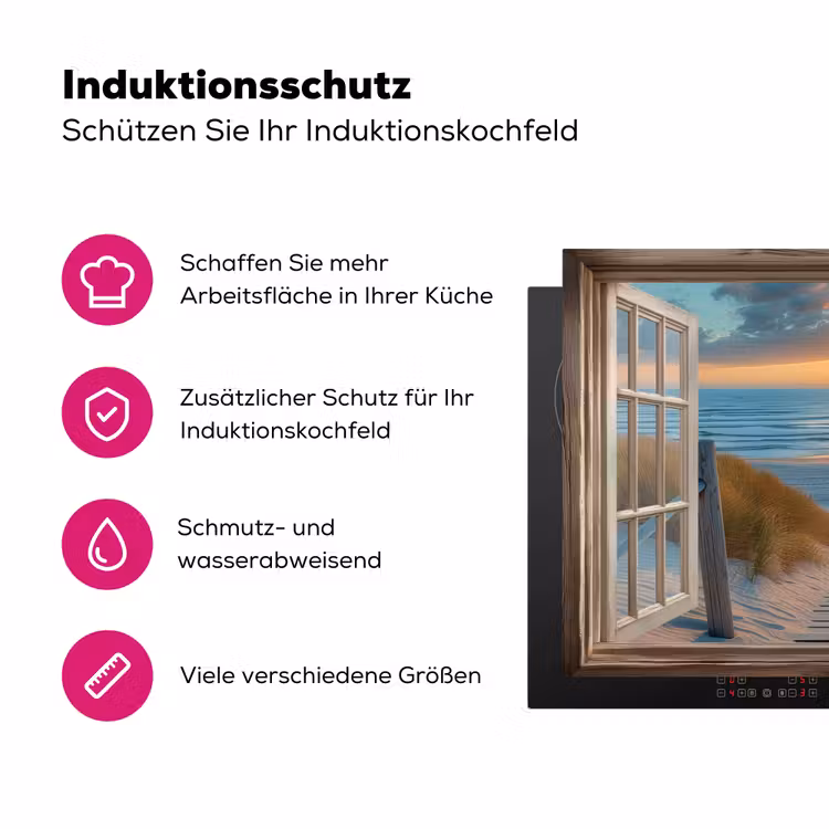 Doorkijk - Strand - Pad - Zonsondergang Inductie beschermer vinyl 3mm klein -zzzzzzz-lf-ups