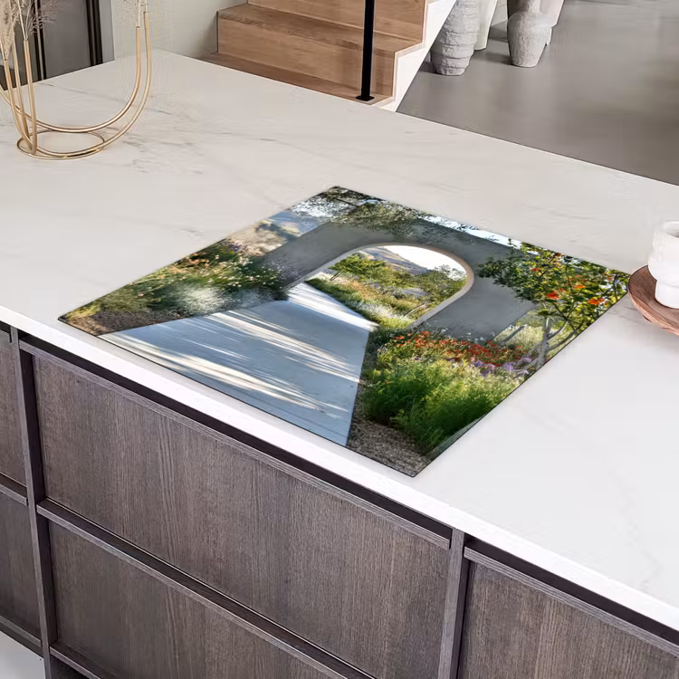 Doorkijk - Pad - Beton - Landschap Inductie beschermer vinyl 3mm middel -sfeer8