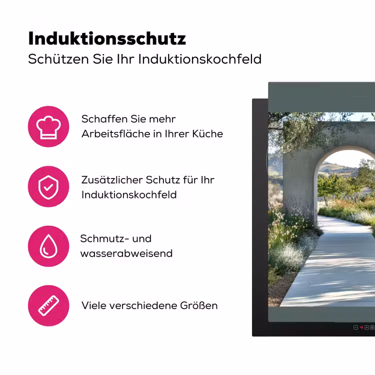 Doorkijk - Pad - Beton - Landschap Inductie beschermer vinyl 3mm middel -zzzzzzz-lf-ups