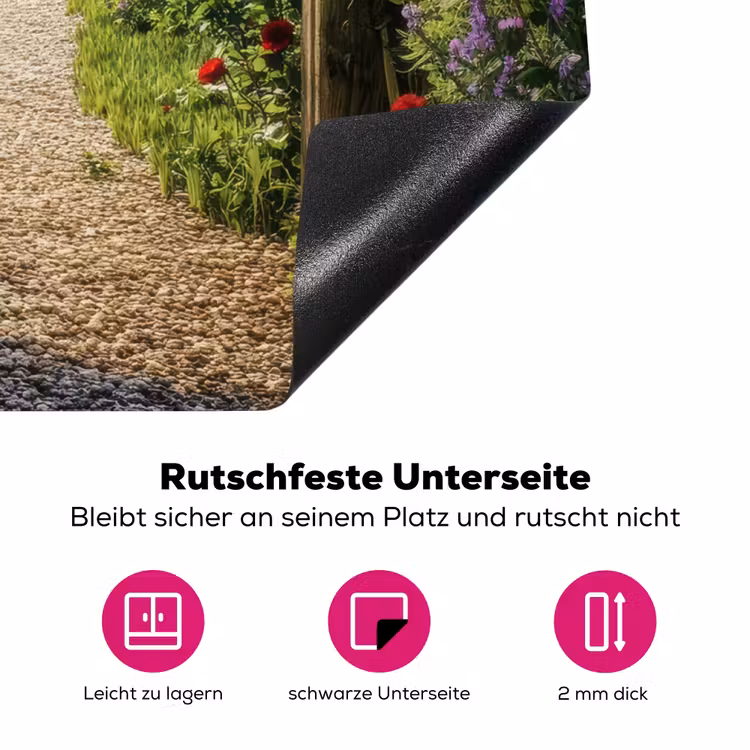 Doorkijk - Tuinboog - Bloemen - Natuur - Pad Inductie beschermer vinyl 3mm middel -zzzzzzz-lf-onderkant