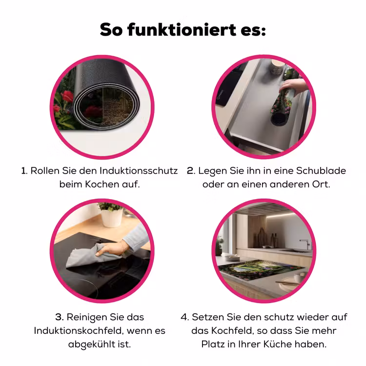 Doorkijk - Tuinboog - Bloemen - Natuur - Pad Inductie beschermer vinyl 3mm middel -zzzzzzz-lf-werking