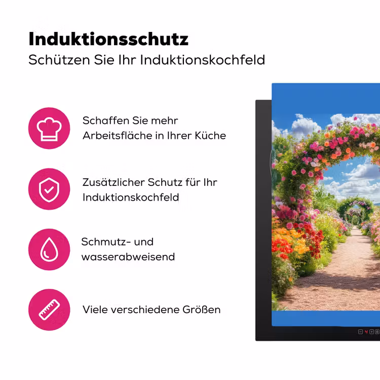 Doorkijk - Bloemen - Kleurrijk - Natuur Inductie beschermer vinyl 3mm middel -zzzzzzz-lf-ups
