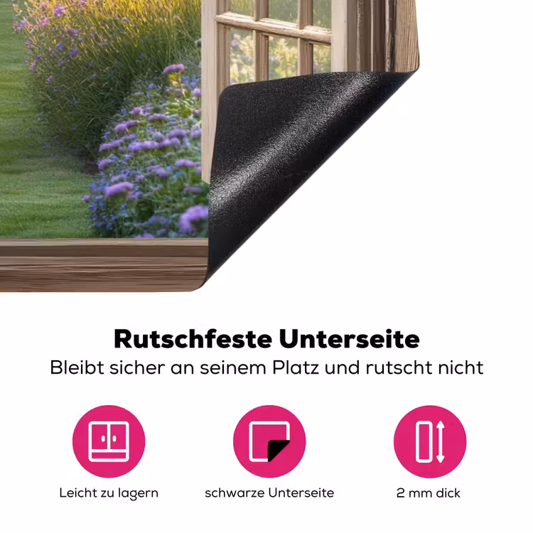 Doorkijk - Bloemen - Raam - Natuur Inductie beschermer vinyl 3mm klein -zzzzzzz-lf-onderkant