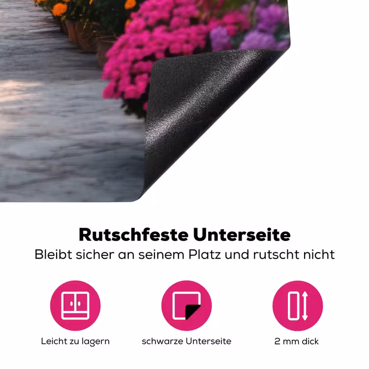 Doorkijk - Bloemen - Tropisch - Kleurrijk Inductie beschermer vinyl 3mm middel -zzzzzzz-lf-onderkant