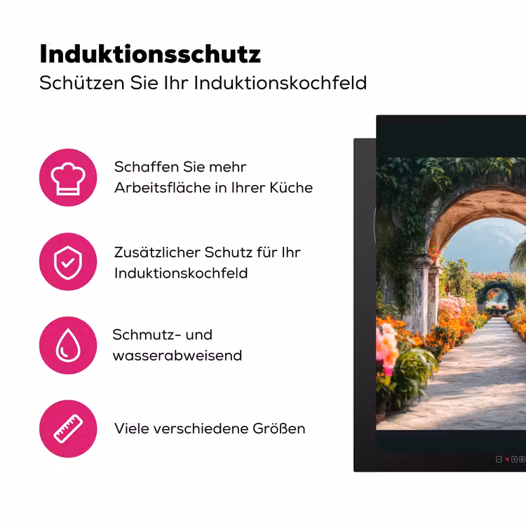 Doorkijk - Bloemen - Tropisch - Kleurrijk Inductie beschermer vinyl 3mm middel -zzzzzzz-lf-ups