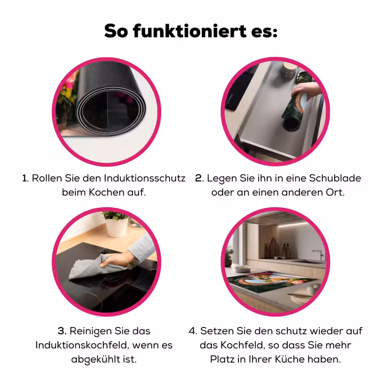 Doorkijk - Bloemen - Tropisch - Kleurrijk Inductie beschermer vinyl 3mm middel -zzzzzzz-lf-werking