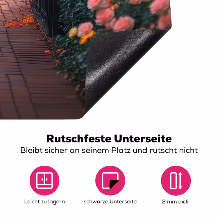 Doorkijk - Bloemen - Pad - Natuur - Kleurrijk Inductie beschermer vinyl 3mm middel -zzzzzzz-lf-onderkant