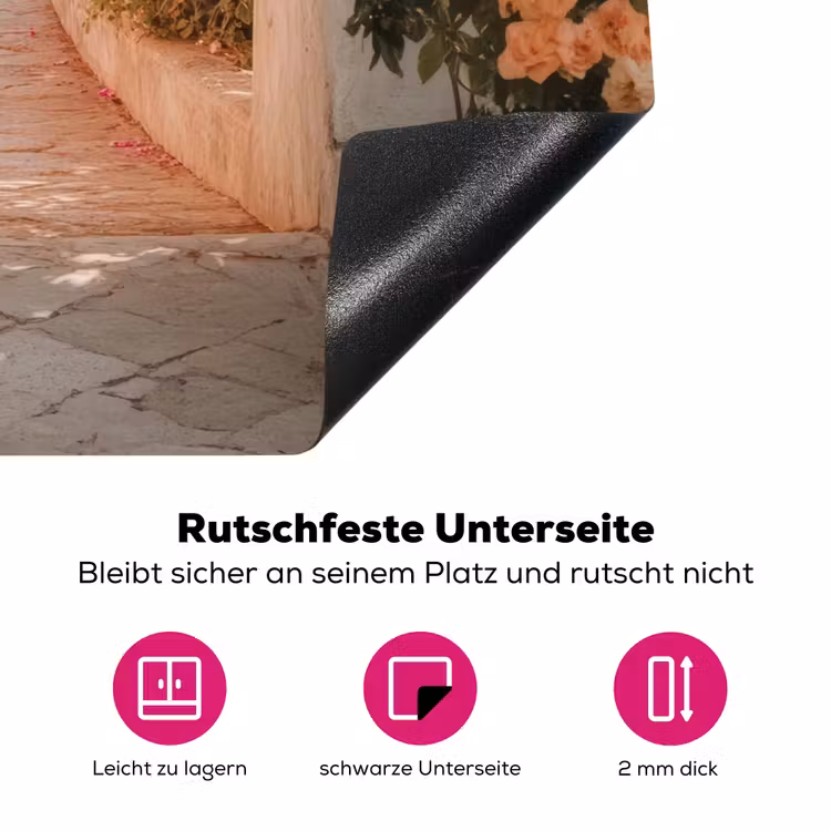 Doorkijk - Boog - Bloemen - Pastel Inductie beschermer vinyl 3mm middel -zzzzzzz-lf-onderkant