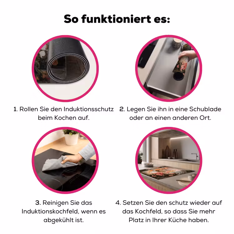 Doorkijk - Boog - Bloemen - Pastel Inductie beschermer vinyl 3mm middel -zzzzzzz-lf-werking