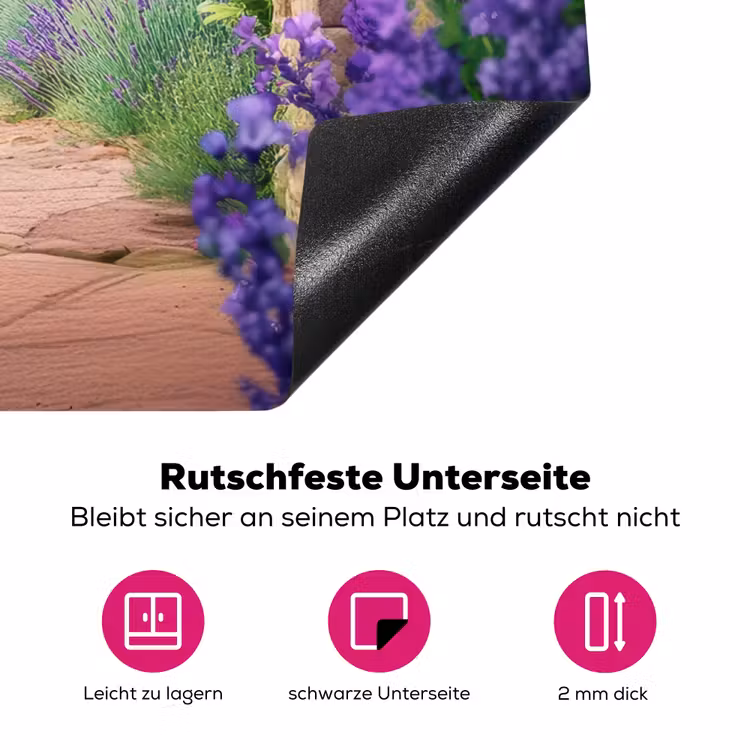 Doorkijk - Lavendel - Bloemen - Paars - Poort Inductie beschermer vinyl 3mm middel -zzzzzzz-lf-onderkant