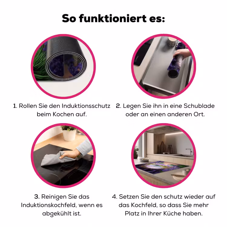 Doorkijk - Lavendel - Bloemen - Paars - Poort Inductie beschermer vinyl 3mm middel -zzzzzzz-lf-werking