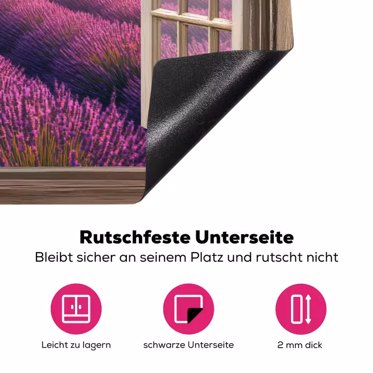 Doorkijk - Lavendel - Landschap - Bloemen - Paars Inductie beschermer vinyl 3mm klein -zzzzzzz-lf-onderkant