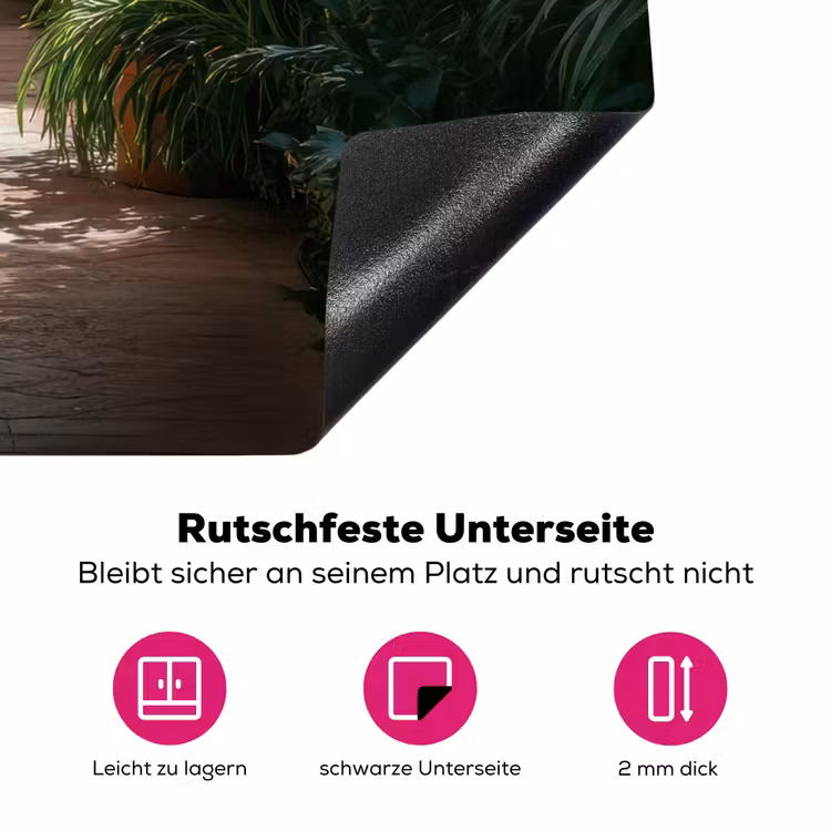 Doorkijk - Tropisch - Bloemen - Natuur Inductie beschermer vinyl 3mm middel -zzzzzzz-lf-onderkant