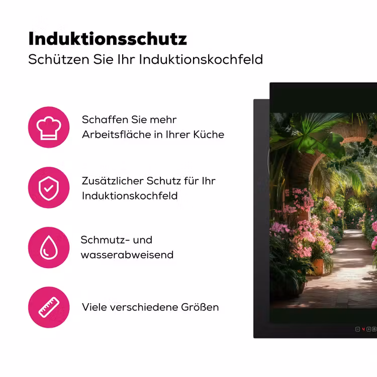 Doorkijk - Tropisch - Bloemen - Natuur Inductie beschermer vinyl 3mm middel -zzzzzzz-lf-ups