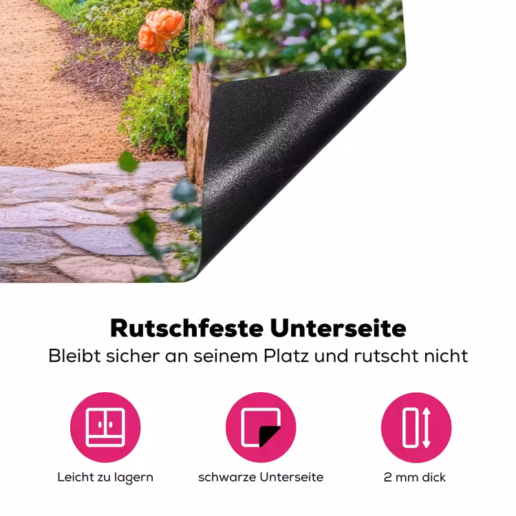 Doorkijk - Poort - Bloemen - Tuin Inductie beschermer vinyl 3mm middel -zzzzzzz-lf-onderkant