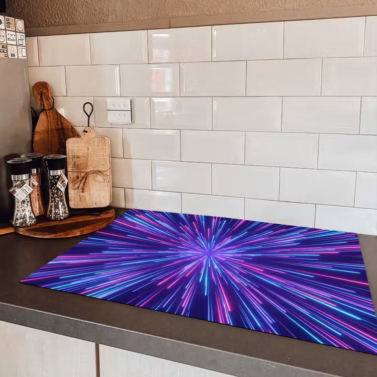 Dynamisch - Ruimte - Kleurrijk Inductie beschermer vinyl 3mm klein -sfeer3