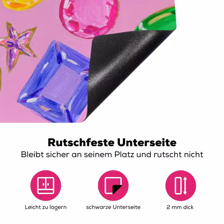 Edelstenen - Vormen - Hartje - Kleurrijk Inductie beschermer vinyl 3mm klein -zzzzzzz-lf-onderkant