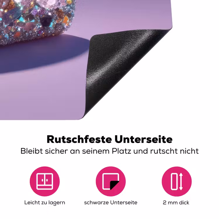 Edelstenen - Glitters - Paars - Kleurrijk Inductie beschermer vinyl 3mm klein -zzzzzzz-lf-onderkant