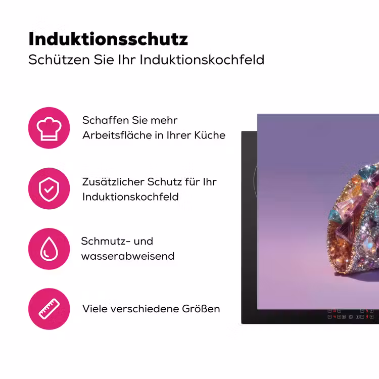 Edelstenen - Glitters - Paars - Kleurrijk Inductie beschermer vinyl 3mm klein -zzzzzzz-lf-ups