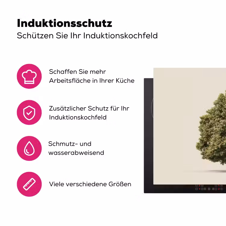Eikenboom - Groen - Lichte achtergrond Inductie beschermer vinyl 3mm klein -zzzzzzz-lf-ups