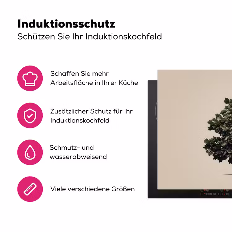 Eikenboom - Schaduw - Egaal Inductie beschermer vinyl 3mm klein -zzzzzzz-lf-ups