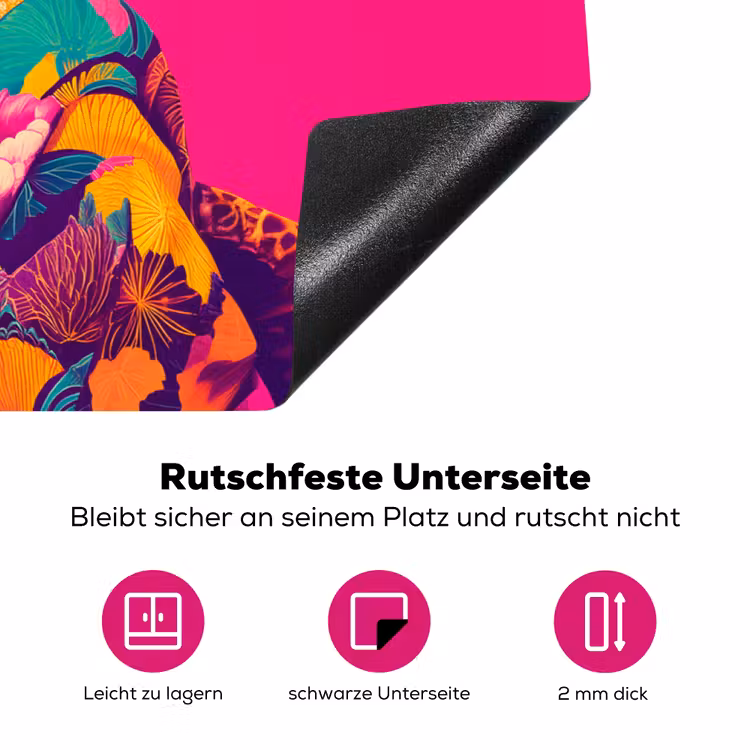 Hagedis - Bloemen - Roze - Kimono Inductie beschermer vinyl 3mm klein -zzzzzzz-lf-onderkant