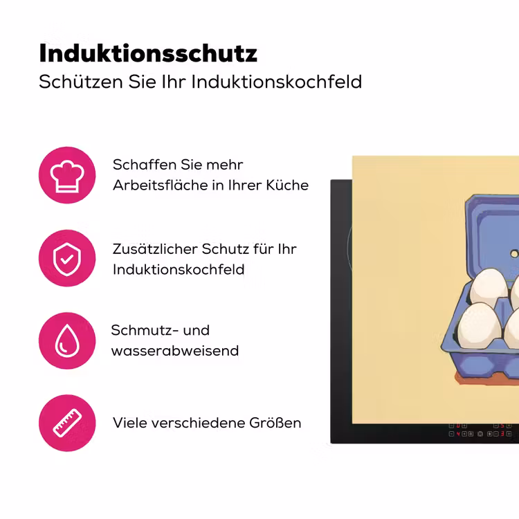 Eieren - Doos - Minimalistisch - Blauw Inductie beschermer vinyl 3mm klein -zzzzzzz-lf-ups