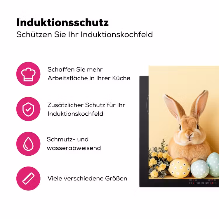 Eieren - Konijn - Pasteltinten Inductie beschermer vinyl 3mm klein -zzzzzzz-lf-ups