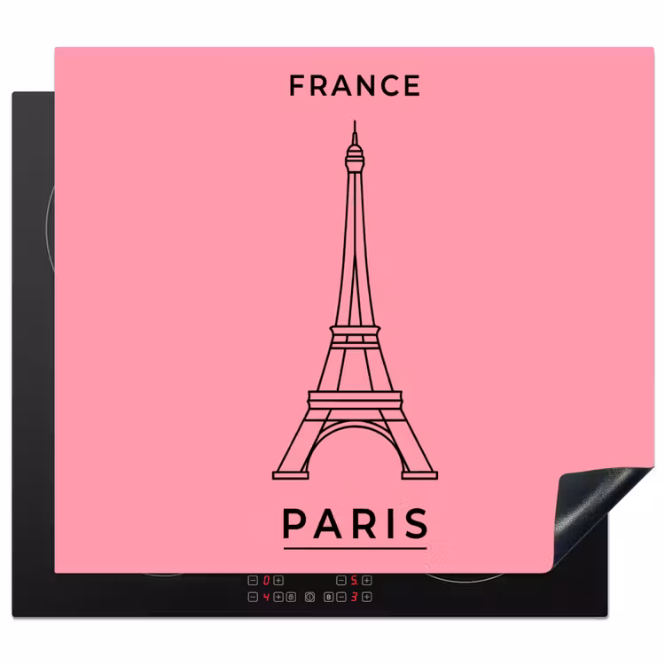 Eiffeltoren - Parijs - Architectuur - Minimalistisch - Roze Inductie beschermer vinyl 3mm middel -3d