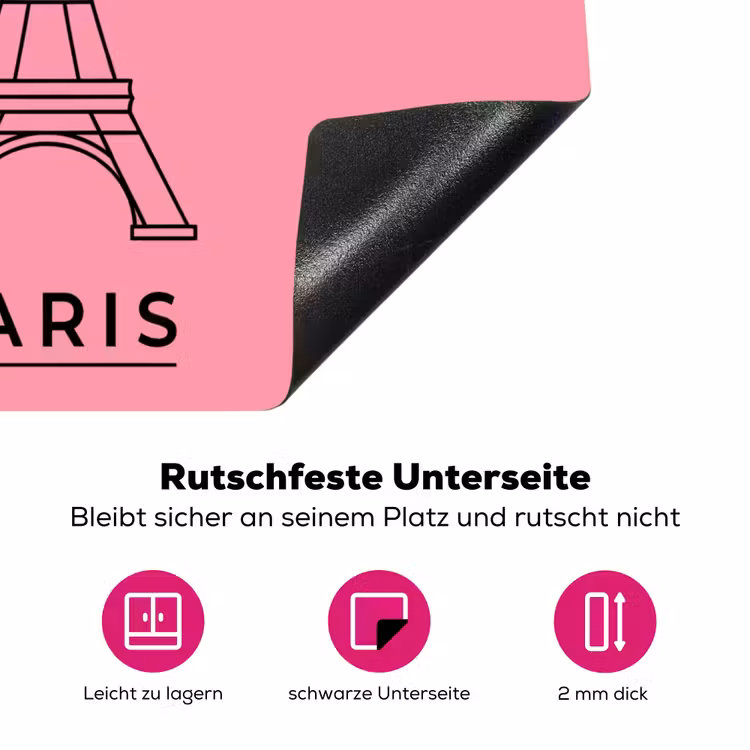 Eiffeltoren - Parijs - Architectuur - Minimalistisch - Roze Inductie beschermer vinyl 3mm middel -zzzzzzz-lf-onderkant