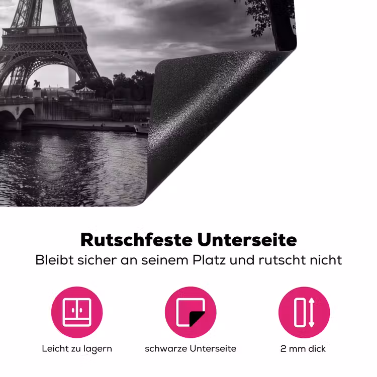 Eiffeltoren - Parijs - Rivier - Architectuur - Zwart-wit Inductie beschermer vinyl 3mm middel -zzzzzzz-lf-onderkant