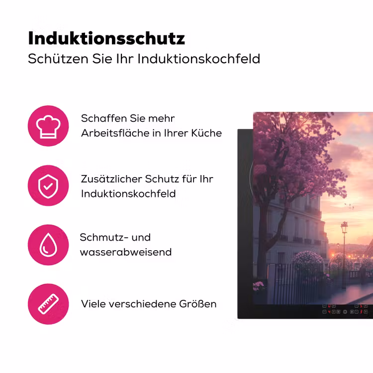 Eiffeltoren - Parijs - Roze Inductie beschermer vinyl 3mm klein -zzzzzzz-lf-ups