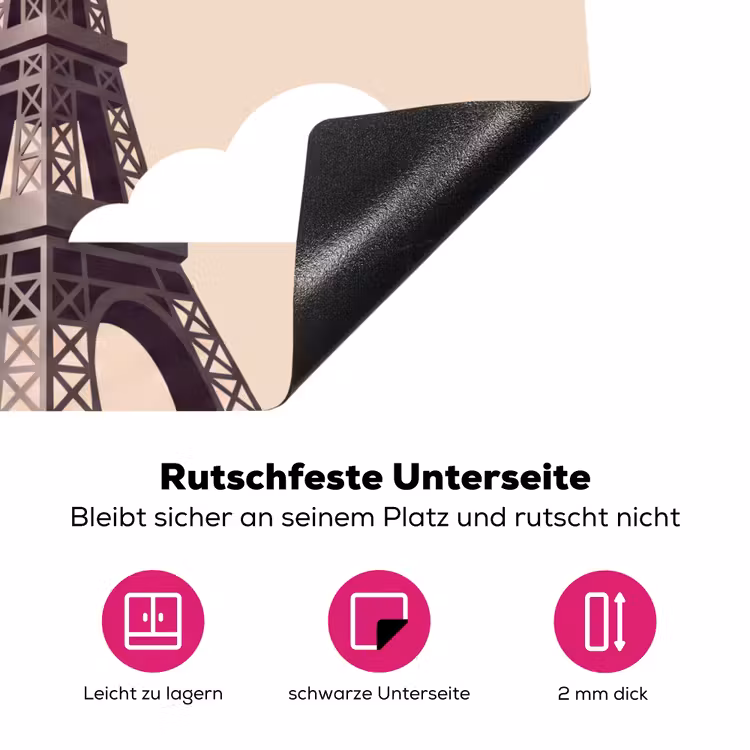 Eiffeltoren - Zon - Architectuur - Abstract - Beige Inductie beschermer vinyl 3mm middel -zzzzzzz-lf-onderkant