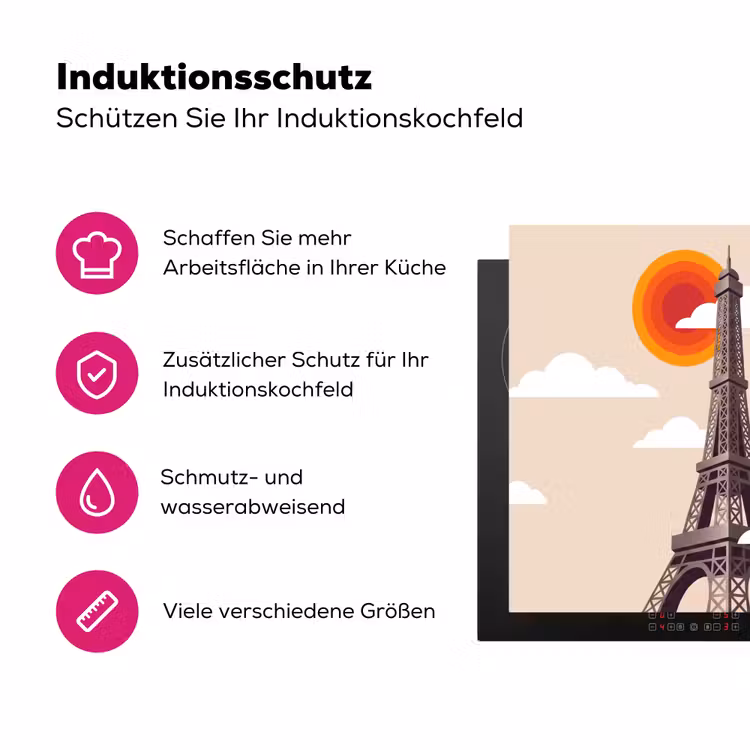 Eiffeltoren - Zon - Architectuur - Abstract - Beige Inductie beschermer vinyl 3mm middel -zzzzzzz-lf-ups