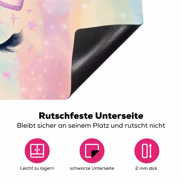 Eenhoorn - Glitters - Regenboog - Pastel Inductie beschermer vinyl 3mm klein -zzzzzzz-lf-onderkant