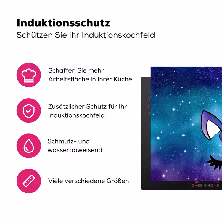 Eenhoorn - Sterrenhemel - Ster - Blauw Inductie beschermer vinyl 3mm klein -zzzzzzz-lf-ups
