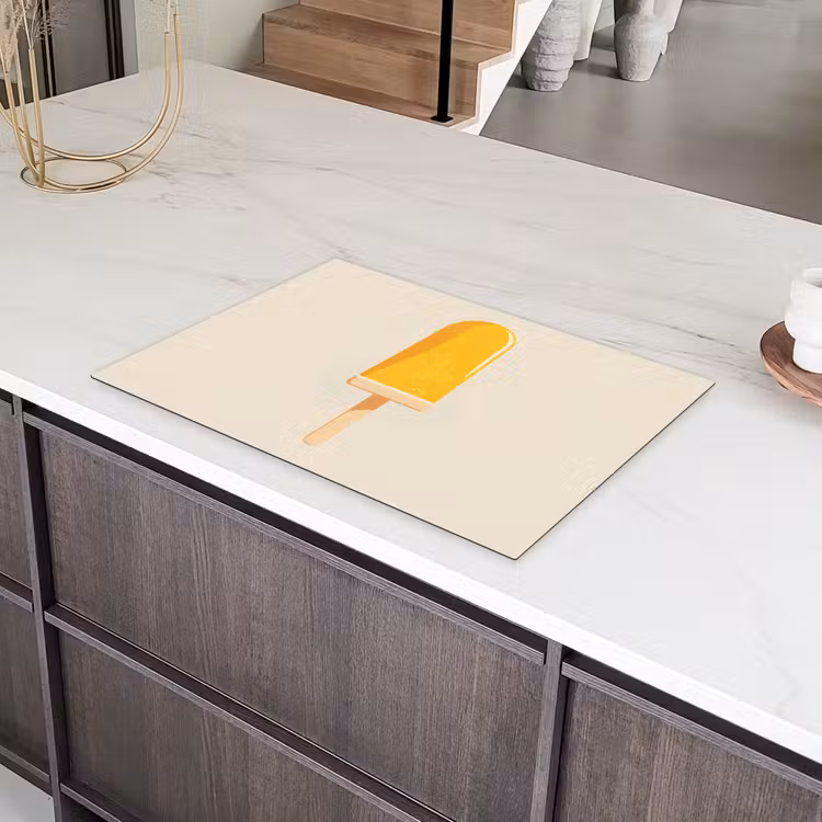 Oranje - Stokje - Waterijsje Inductie beschermer vinyl 3mm klein -sfeer8
