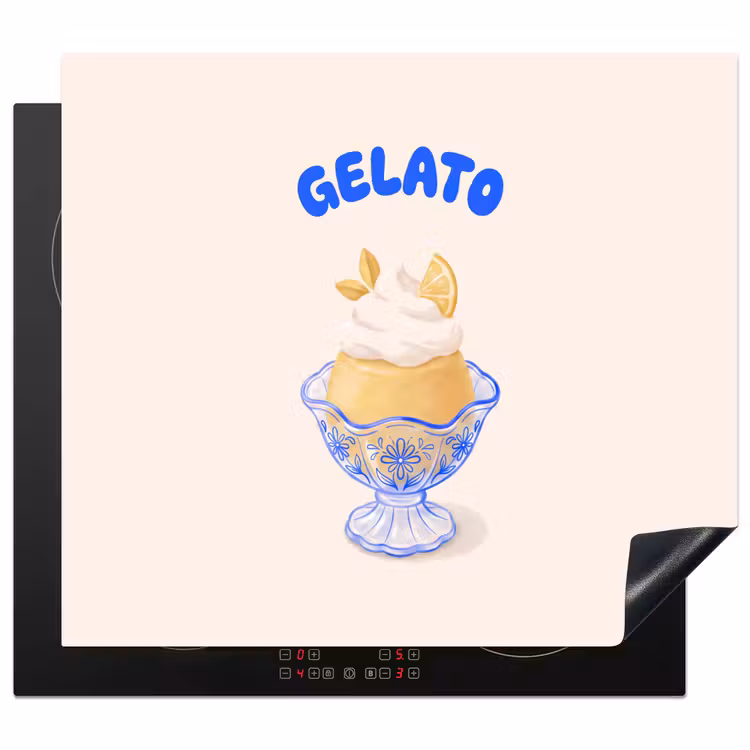 IJs - Citroen - Illustratie - Geel - Dessert Inductie beschermer vinyl 3mm middel -3d