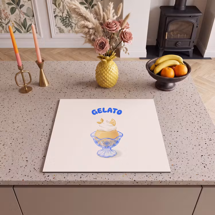 IJs - Citroen - Illustratie - Geel - Dessert Inductie beschermer vinyl 3mm middel -sfeer3