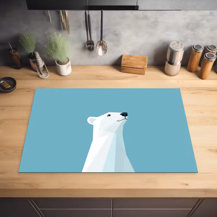 Ijsbeer - Lichtblauw - Minimalistisch Inductie beschermer vinyl 3mm klein -sfeer5