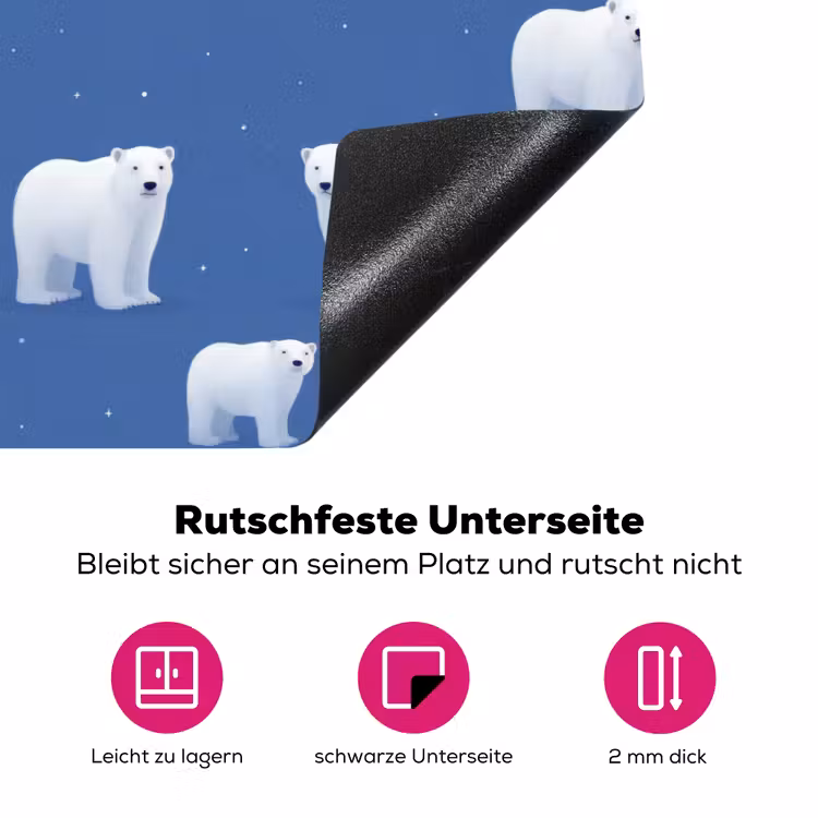 IJsbeer - Patroon - Blauw Inductie beschermer vinyl 3mm klein 276 -zzzzzzz-lf-onderkant
