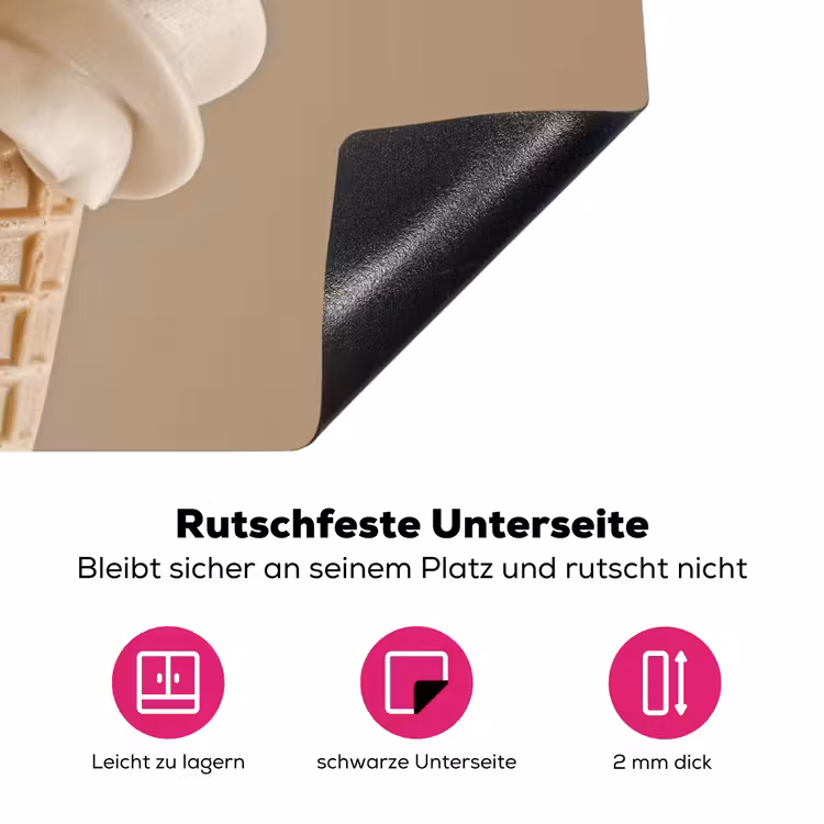 IJs - Softijs - Romig - Hoorntje - Beige Inductie beschermer vinyl 3mm klein -zzzzzzz-lf-onderkant