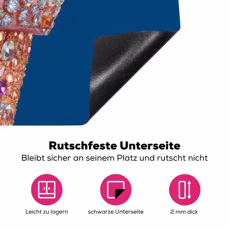 Ijsje - Hoorntje - Steentjes - Blauw Inductie beschermer vinyl 3mm klein -zzzzzzz-lf-onderkant