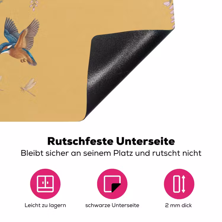 IJsvogels - Bloesem - Geel Inductie beschermer vinyl 3mm klein -zzzzzzz-lf-onderkant