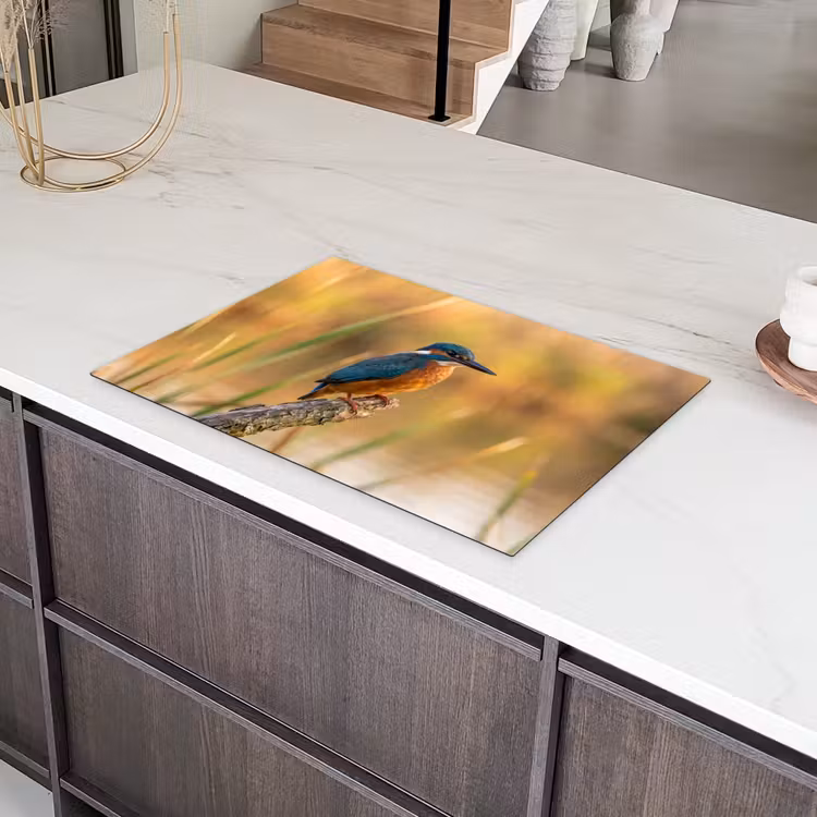 IJsvogel - Tak - Water - Kleurrijk - Levendig Inductie beschermer vinyl 3mm klein -sfeer8