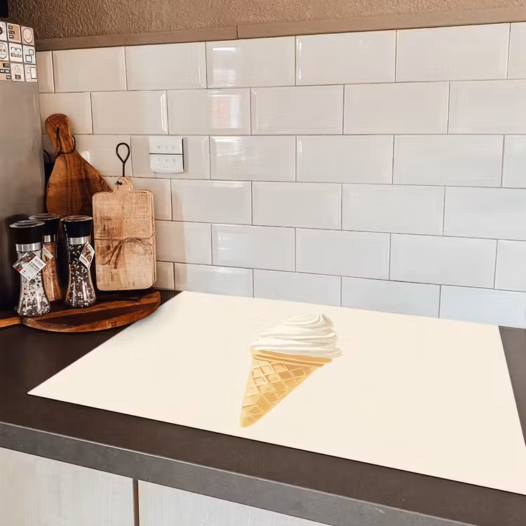 Softijs - Hoorntje - Wit Inductie beschermer vinyl 3mm klein -sfeer3
