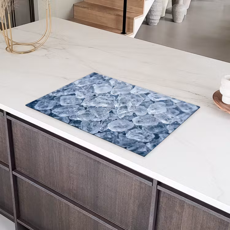 Ijsblokjes - Water - Blauw Inductie beschermer vinyl 3mm klein -sfeer8